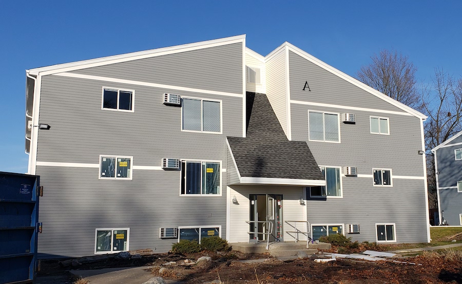 Building A of the Pokagon Band's $6 million apartment renovation project, transforming units that once suffered from decades of nicotine stains, fire-causing electrical panels, and deteriorated exteriors. The renovated complex in Dowagiac, Michigan now features modernized systems and ADA-compliant units for tribal members. (Courtesy photo) 