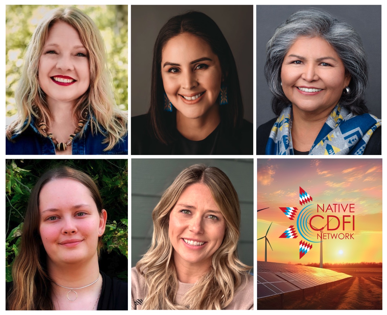 The Native CDFI Network team discusses their work helping established community lenders build capacity and delivery energy financing in Indian Country. Top row: Kristen Armstrong, Pamela Boivin, Imogene Manuelito. Bottom row: Jodi Fischer, Stephanie Prater.