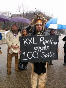 Protesters braved cold & rain to rally against the Keystone XL (KXL) pipeline. Photo Courtesy: Martine Zee